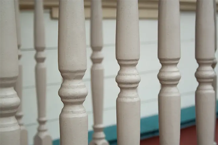 Closeup of staircase spindles