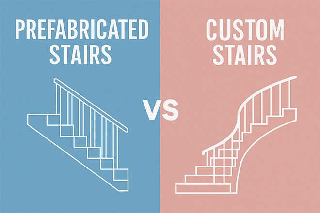 Prefab stairs vs custom stairs image Prefab stairs vs custom stairs image