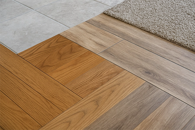 ChatGPT Image of different types of flooring that can increase home value