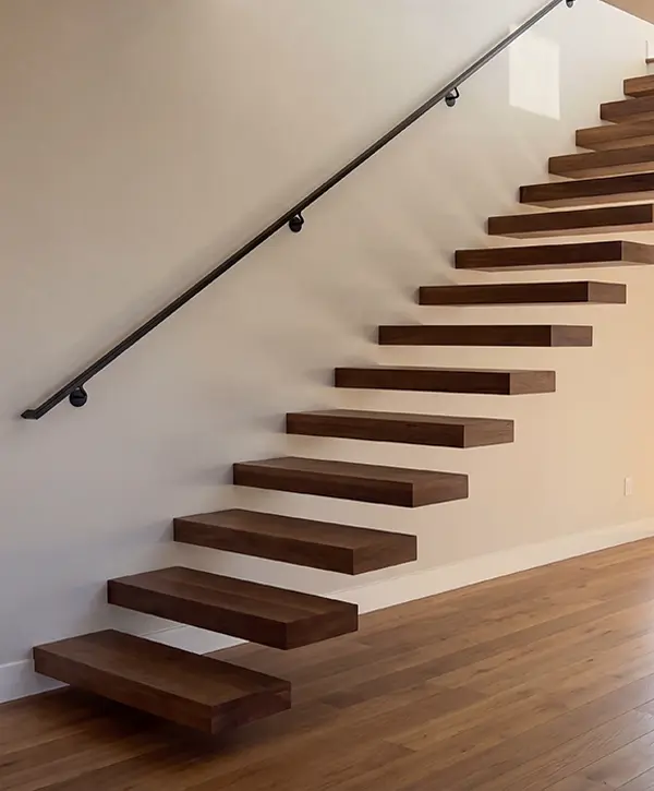 floating stair installation